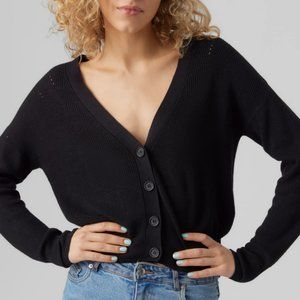Cozy Fit Black Knit Cardigan Sweater